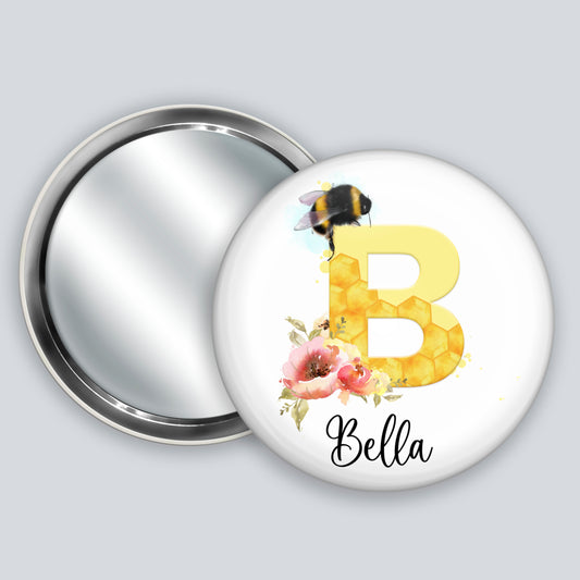 Pocket Mirror | Bee Themed Gift | Personalised Handheld Mirror