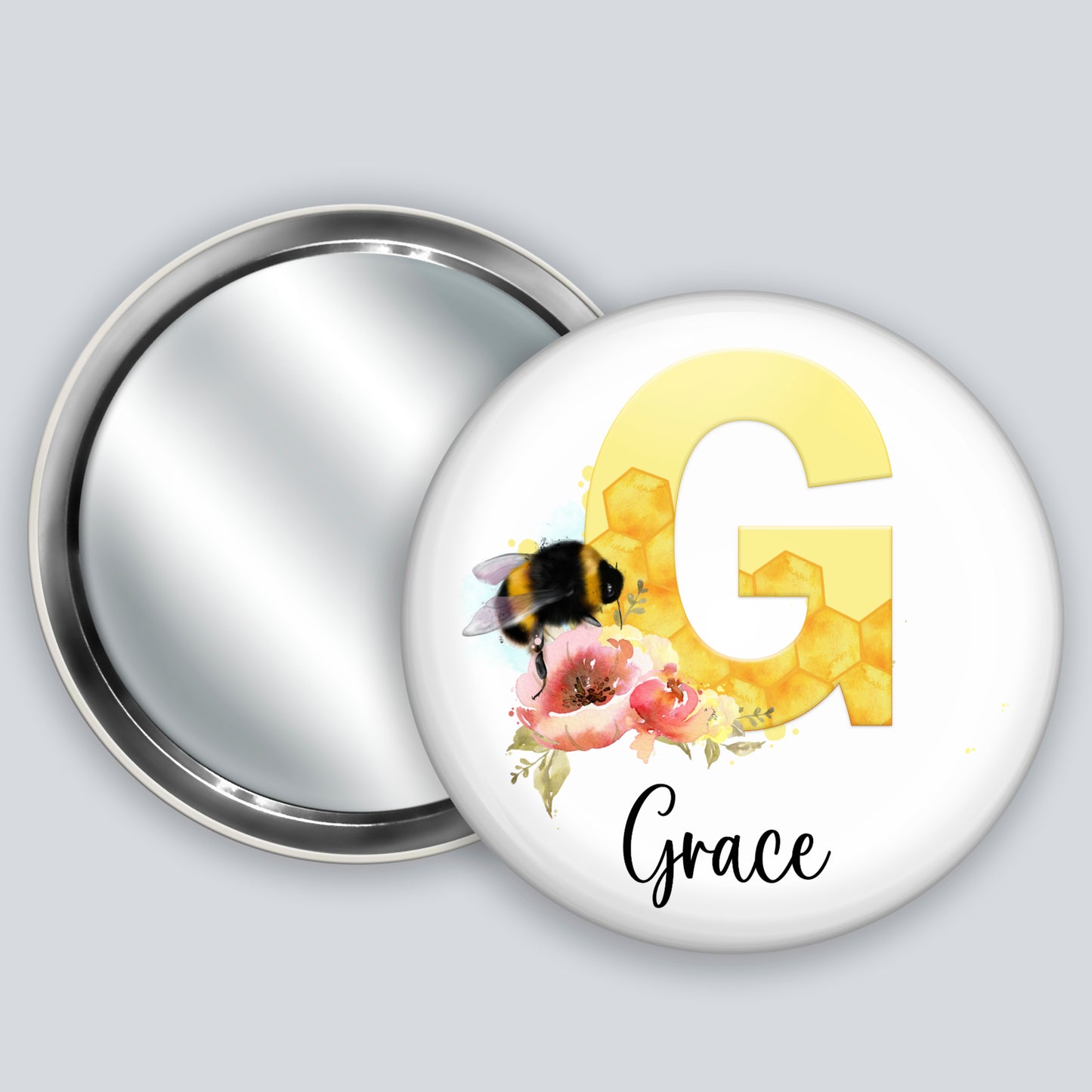 Pocket Mirror | Bee Themed Gift | Personalised Handheld Mirror