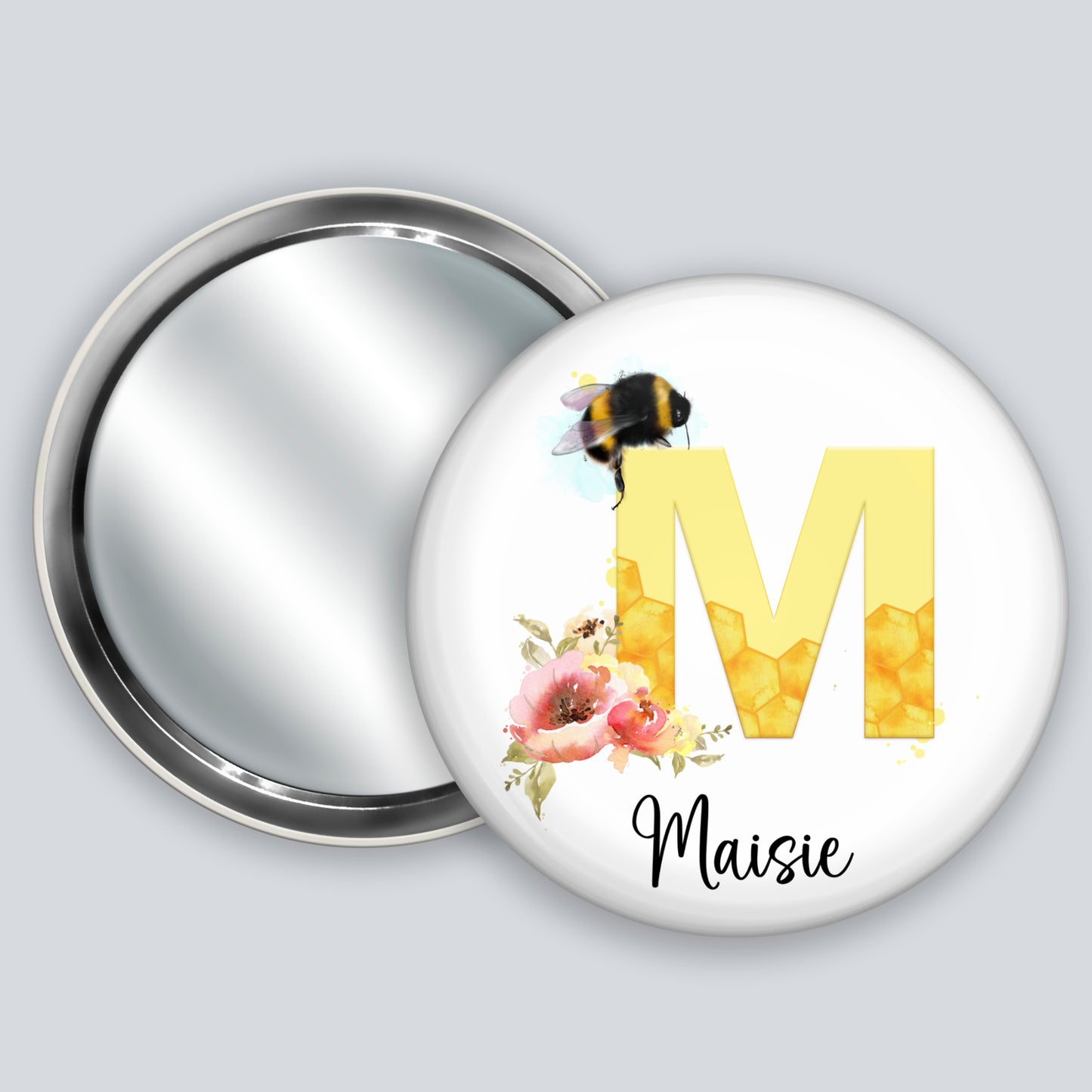 Pocket Mirror | Bee Themed Gift | Personalised Handheld Mirror