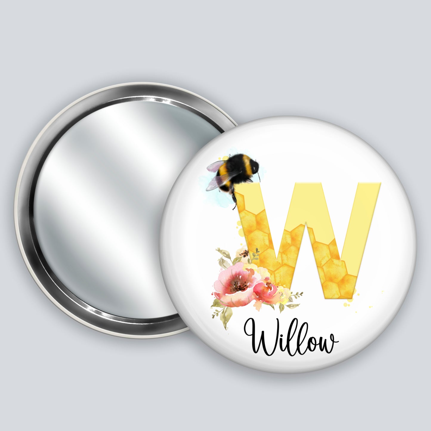 Pocket Mirror | Bee Themed Gift | Personalised Handheld Mirror