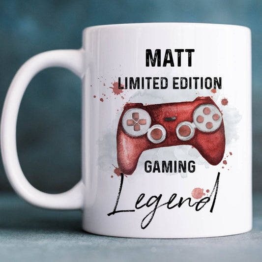 Gaming Legend Personalised Mug | Red, Gold & Blue Variations