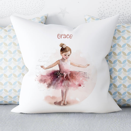 Personalised cushion with the image of a little girl ballerina dancing