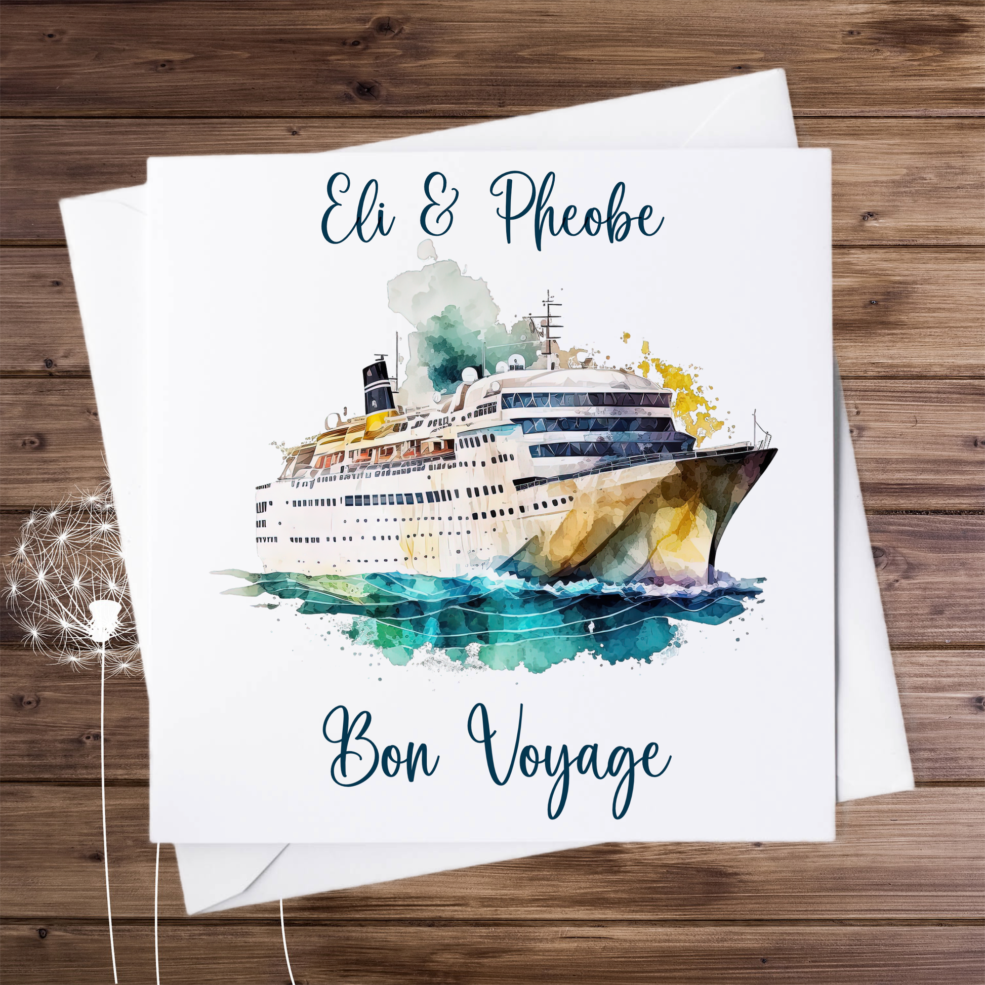 Personalised cruise themed bon voyage card