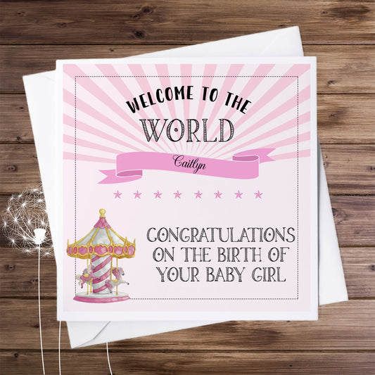 New Baby Girl Personalised Congratulations Card