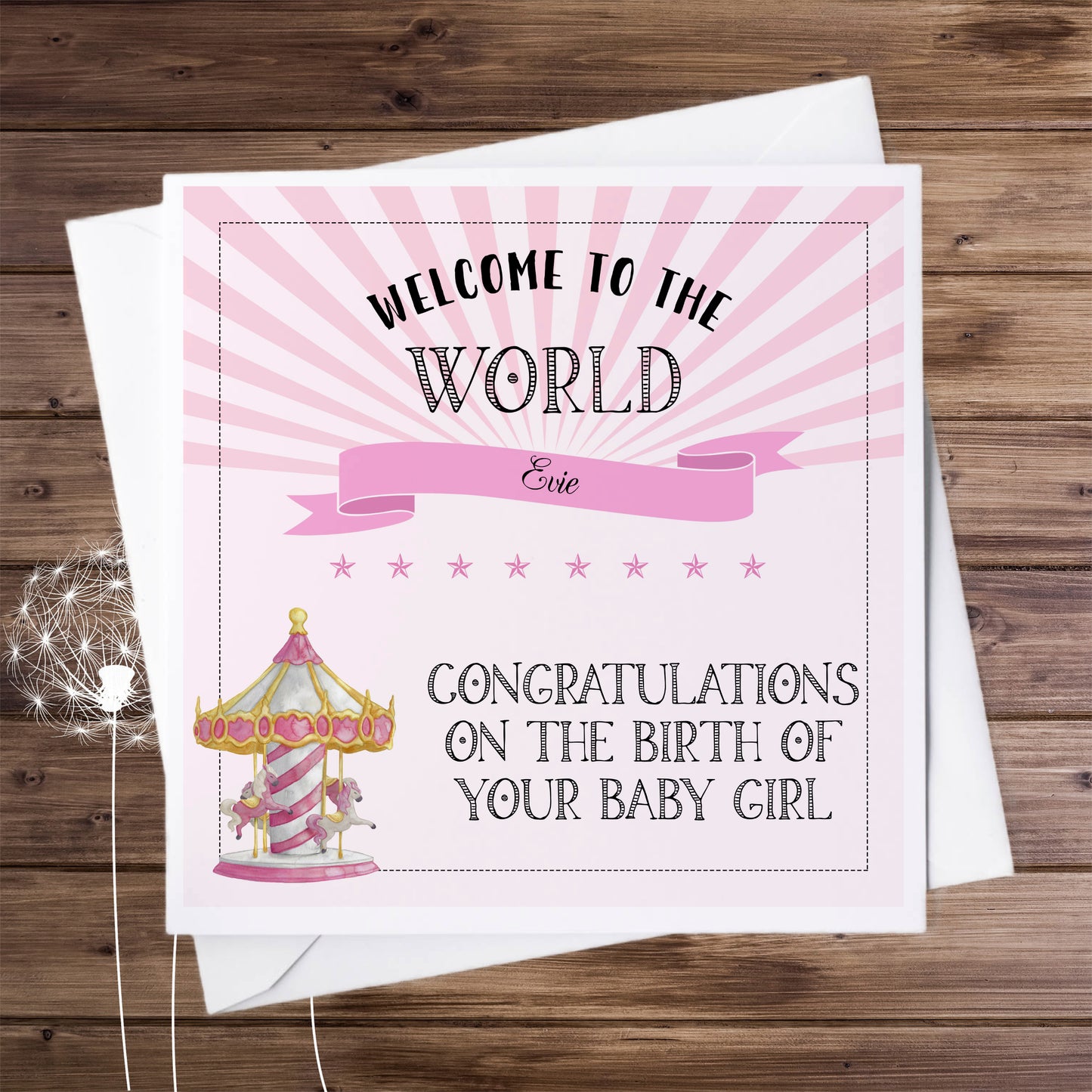 New Baby Girl Personalised Congratulations Card