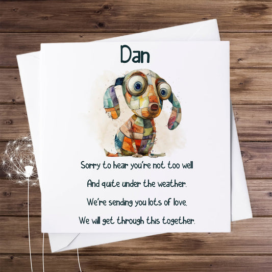 Get Well Personalised Dog Card With Poem