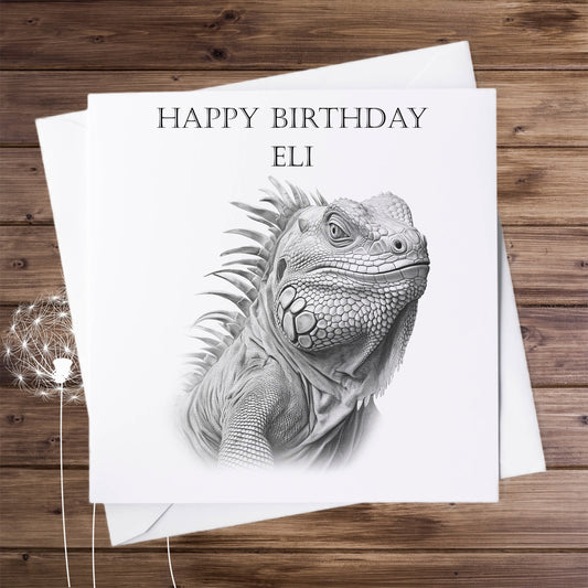 Iguana Personalised Birthday Card