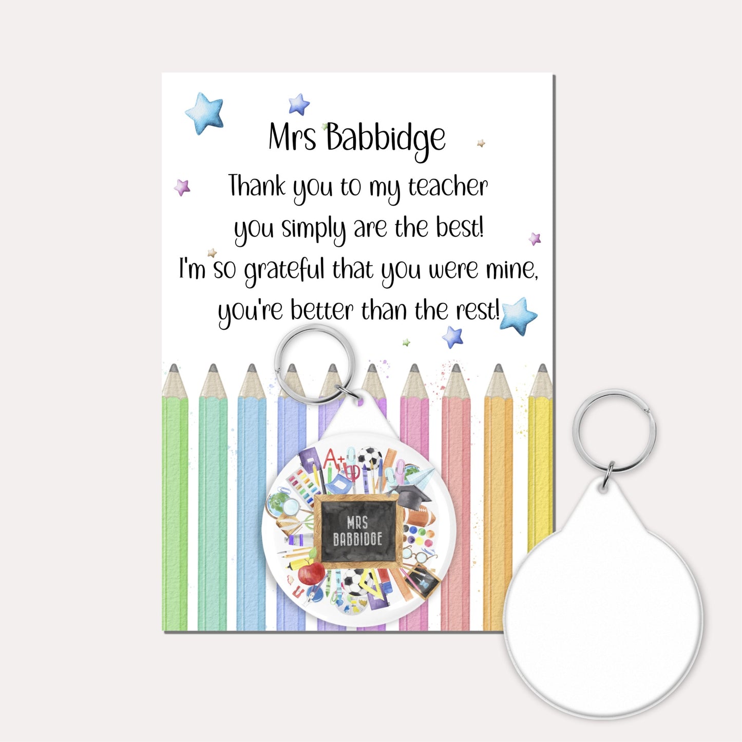 Personalised teacher gifts, badge, mirror or keyring