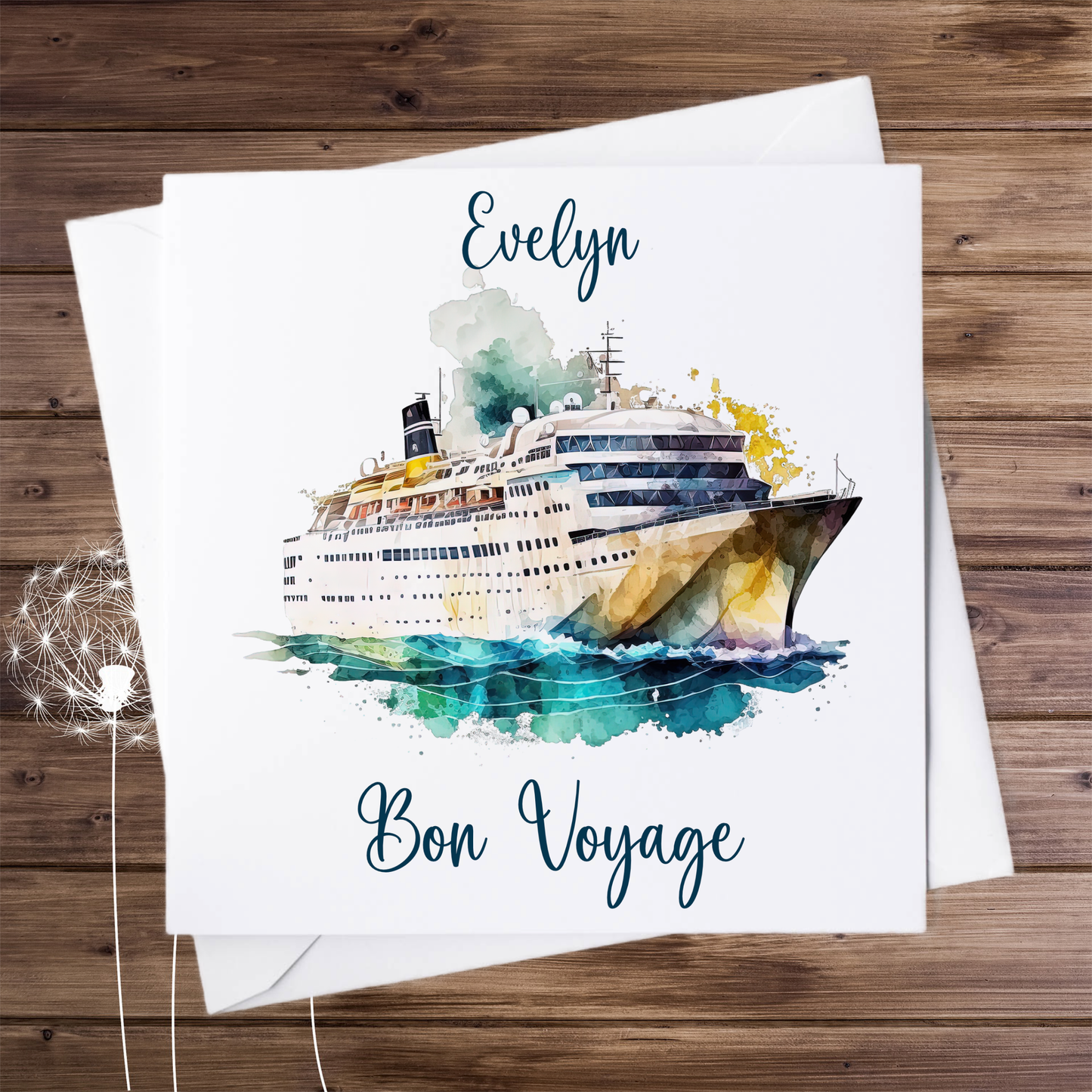 Personalised cruise themed bon voyage card