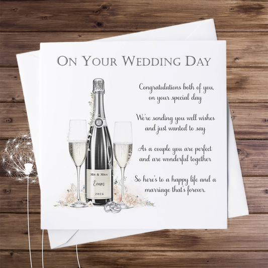 Personalised Wedding Congratulations Card | Bride & Groom | Newlywed Card