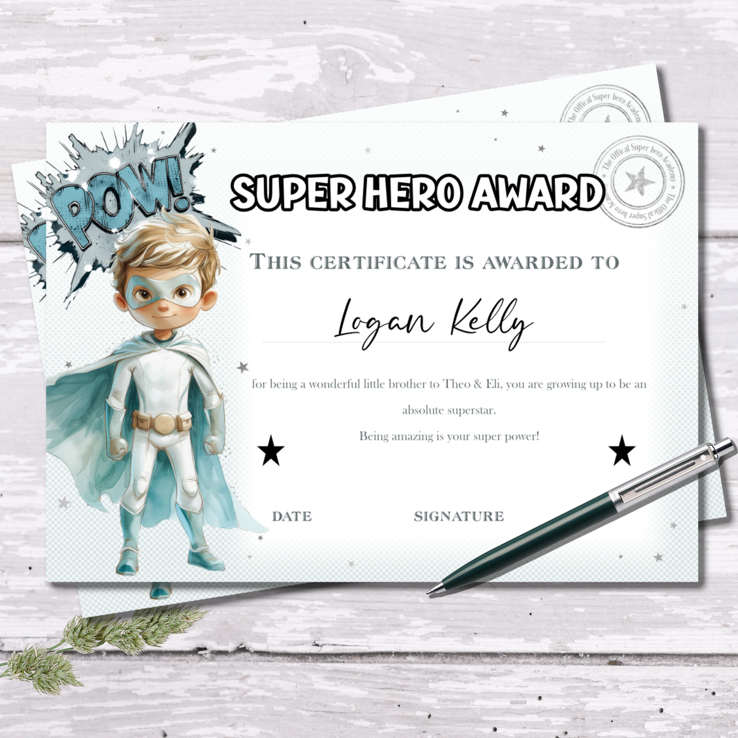 Personalised Certificate for Boys | Super Powers