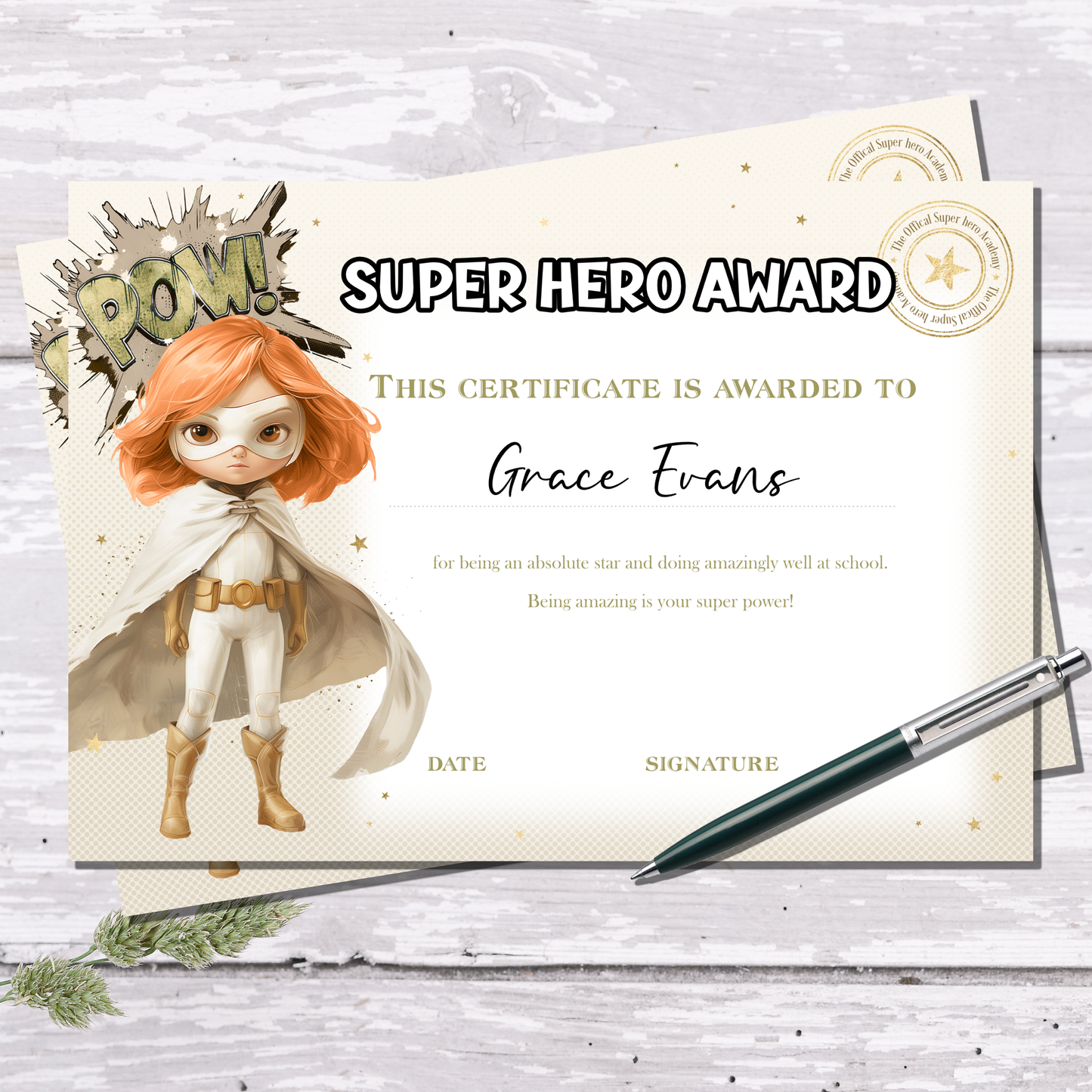 Personalised Certificate for Girls | Super Powers