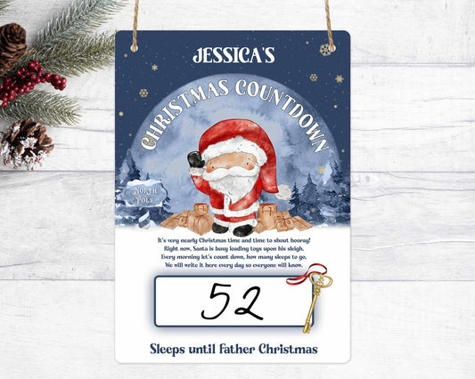 Aluminium A4 hanging sign, personalised with poem and Christmas countdown