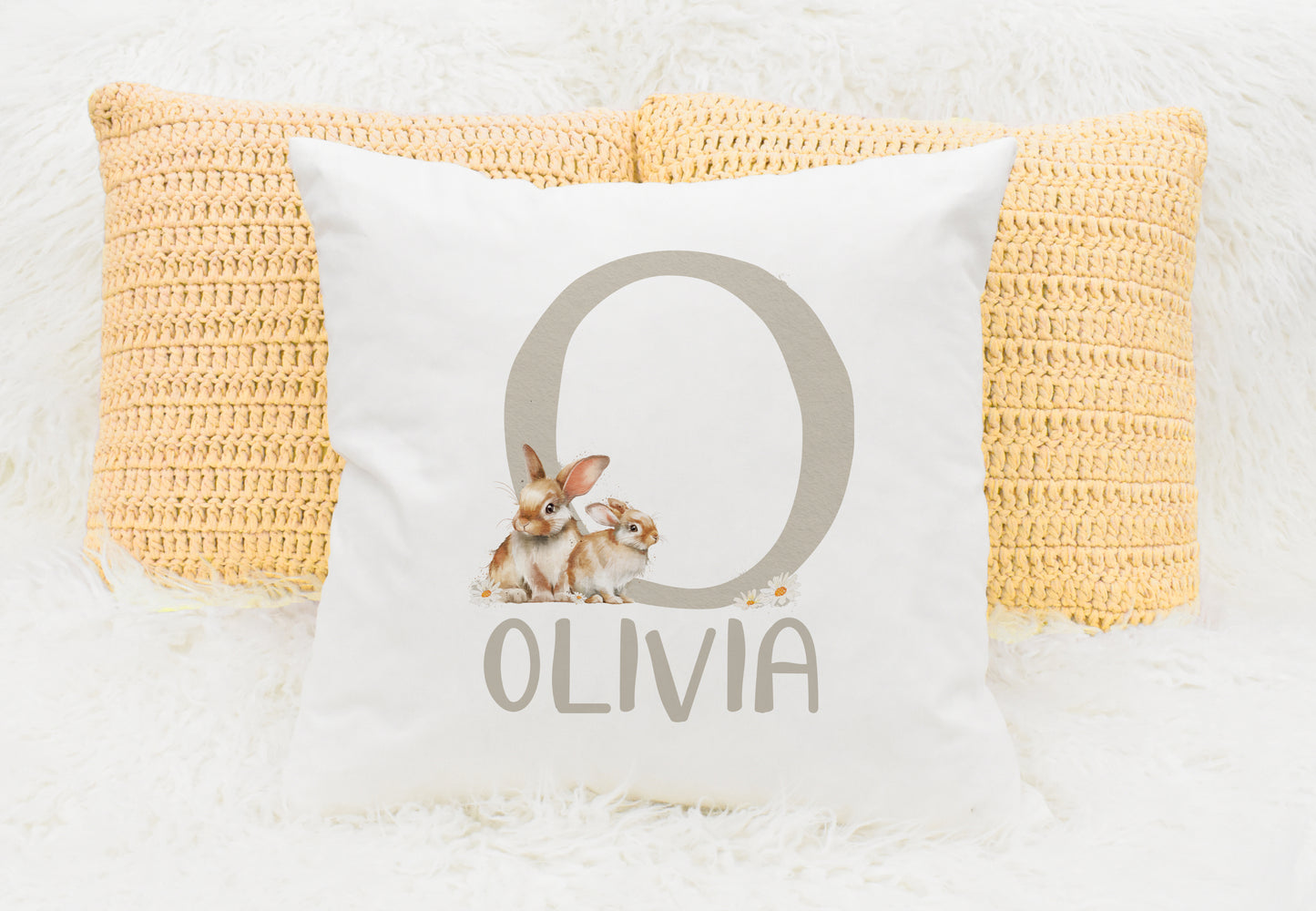 Personalised bunny alphabet cushion