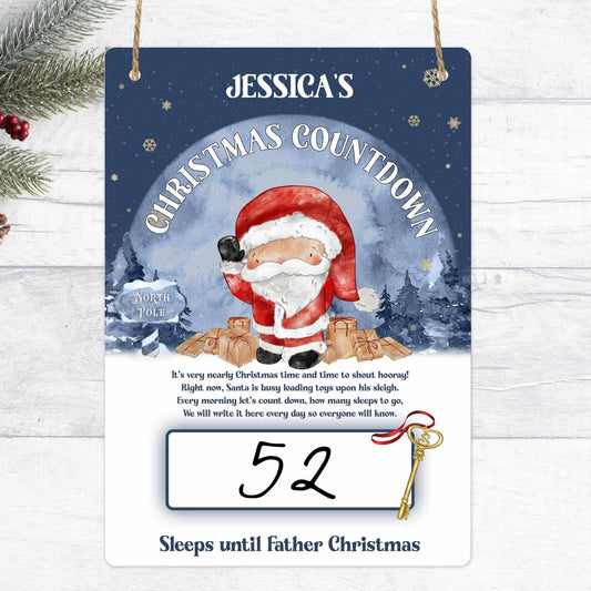 Aluminium A4 hanging sign, personalised with poem and Christmas countdown