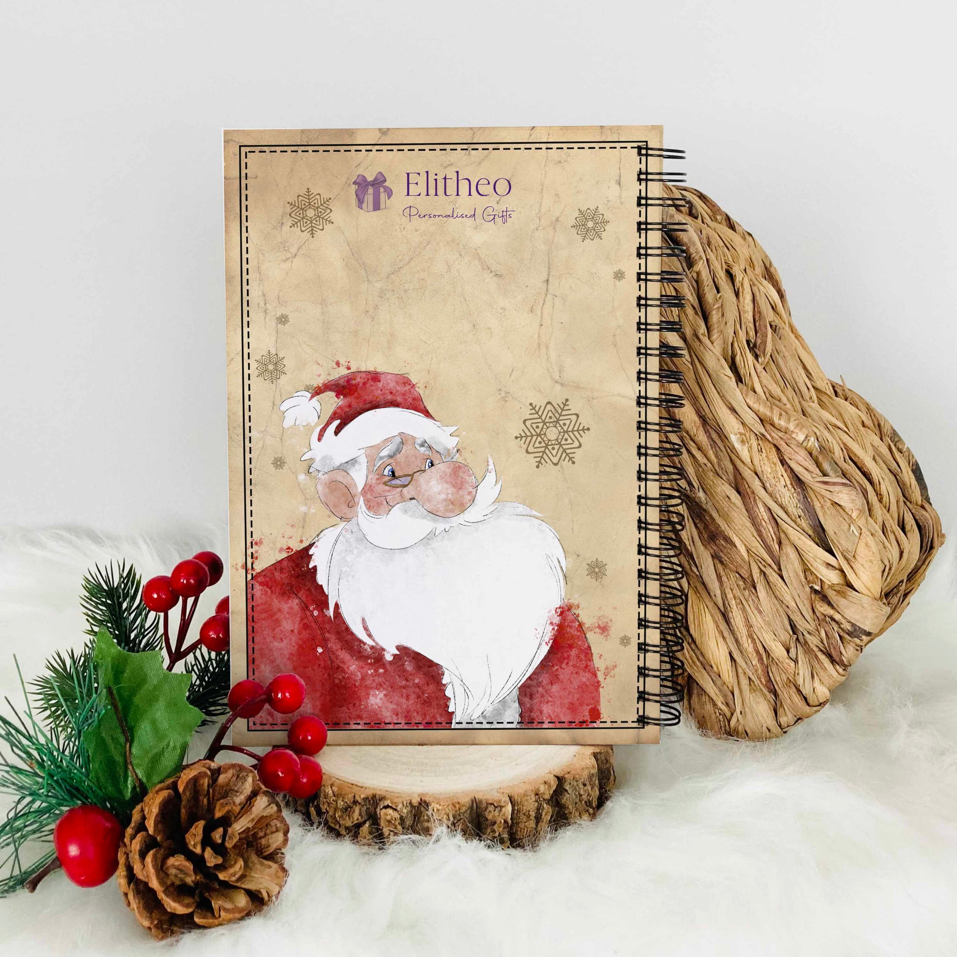 Back of vintage style Christmas A5 notebook