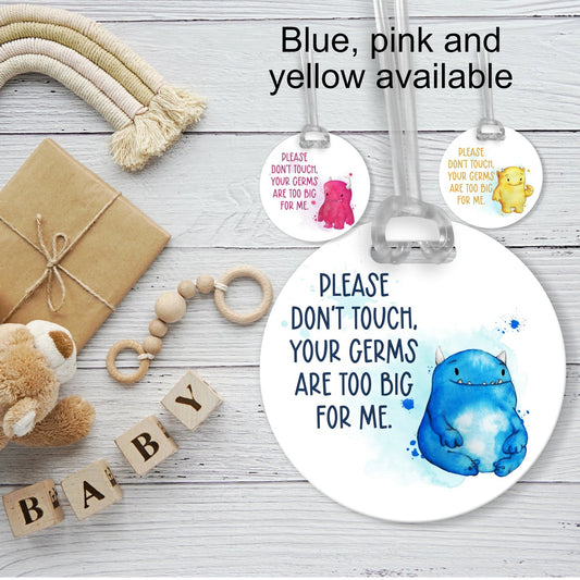 Acrylic germ tag for baby buggy