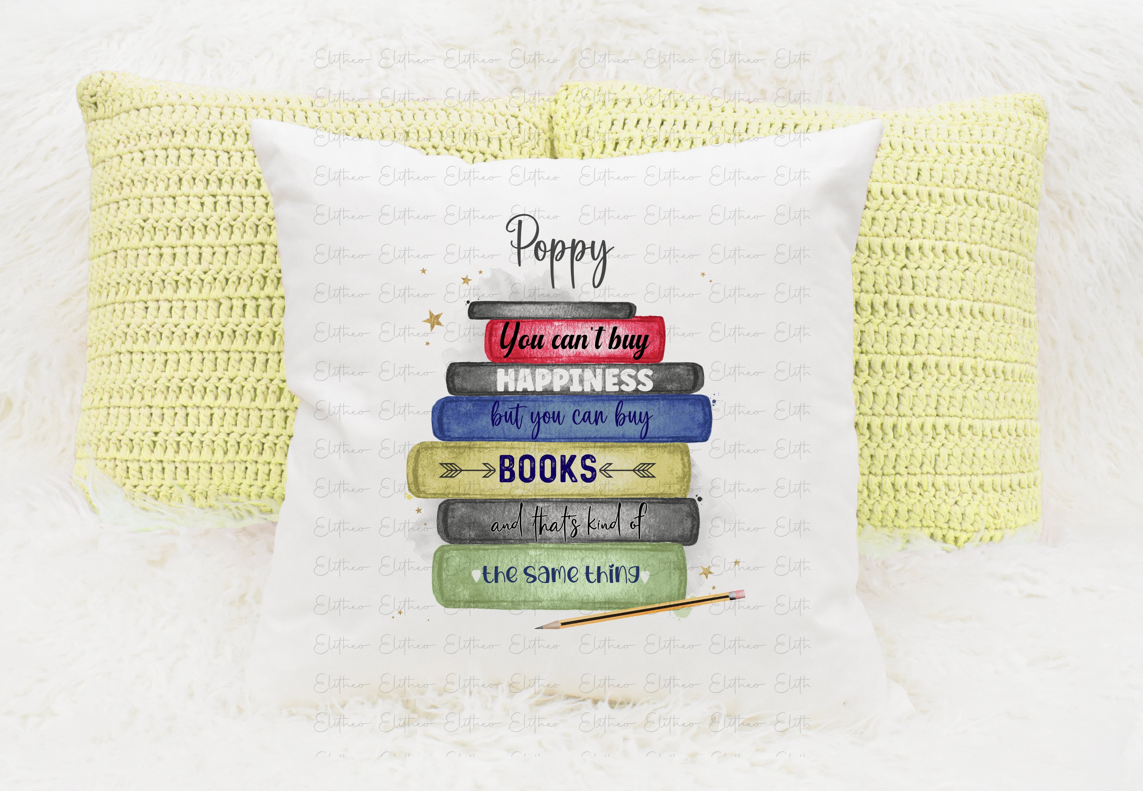 Personalised cushion for a book lover