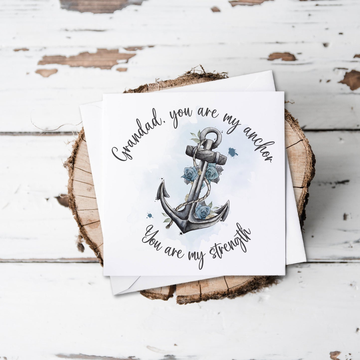 Tattoo inspired anchor card with personalised text, you are my anchor, you are my strength