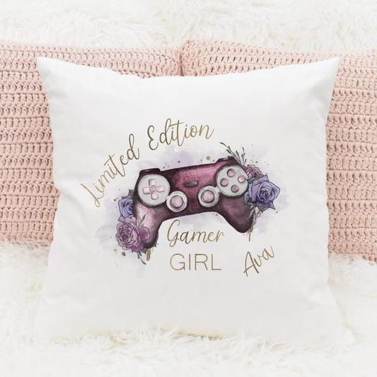 Gamer Girl Personalised Cushion | Three Colour Variations
