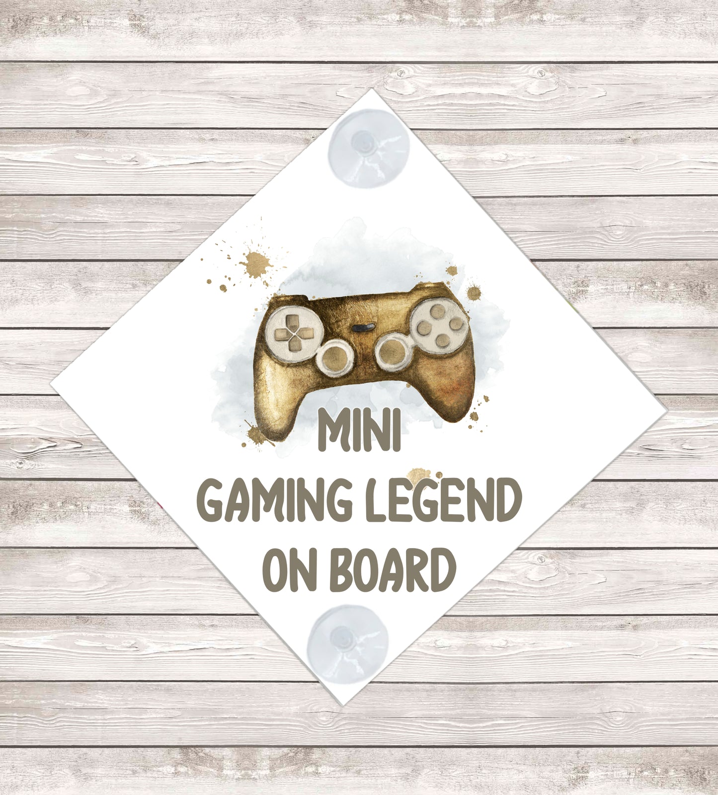 mini gaming legend on board, baby on board sign in gold