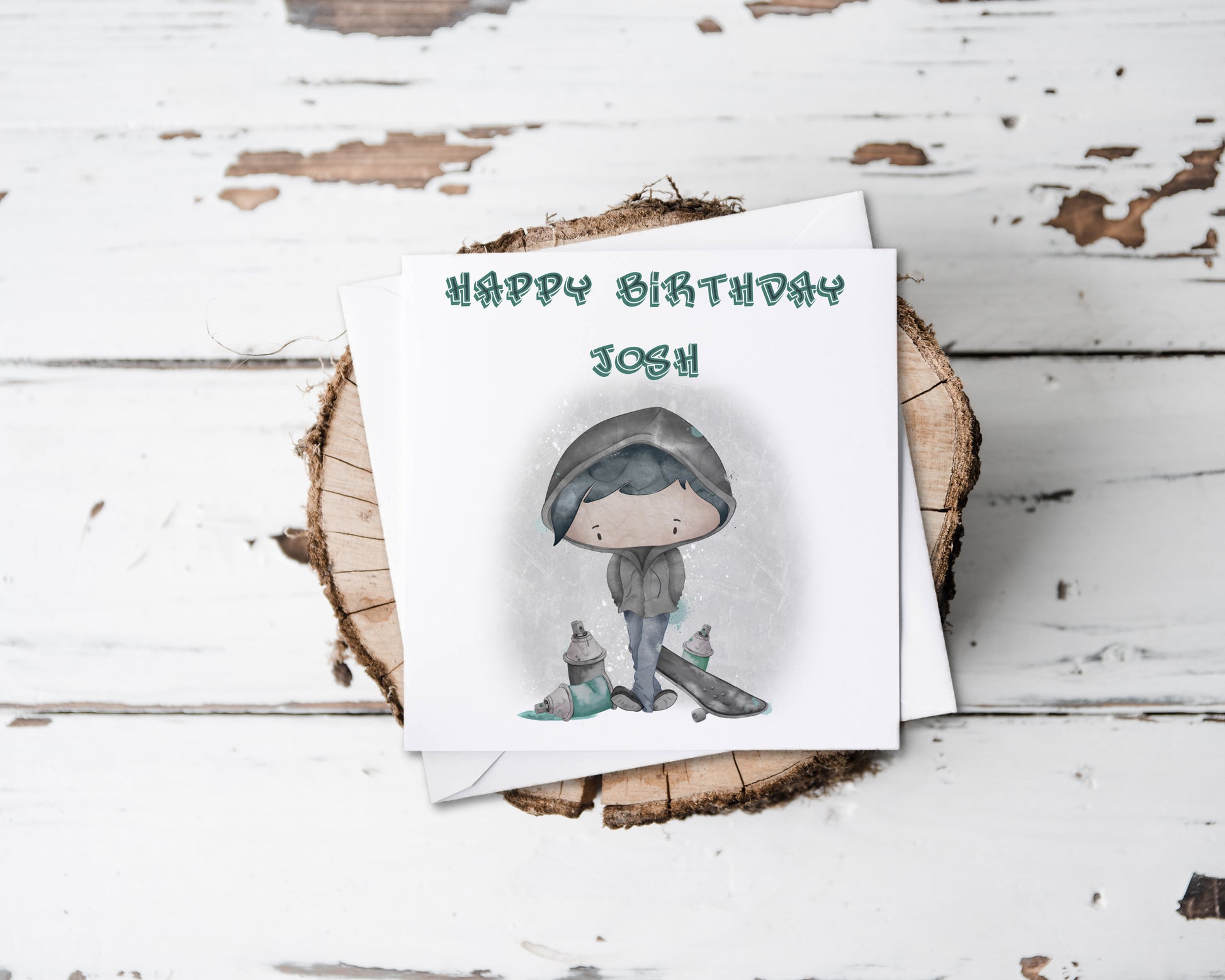 Skater boy personalised birthday card