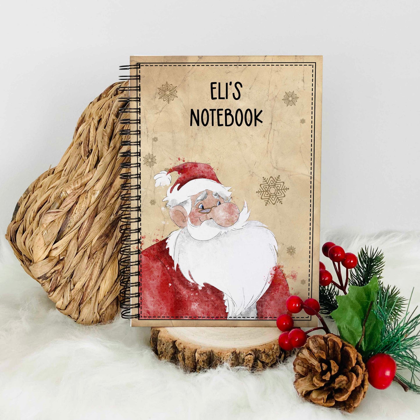 vintage style Christmas A5 notebook